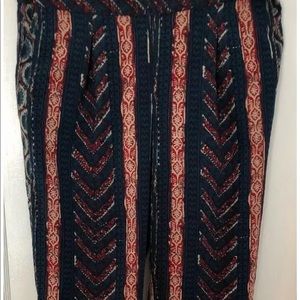 EUC Ralph Lauren Red Cream Navy Print Pants 10
